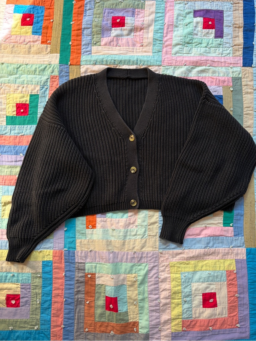 Los Angeles Apparel Women’s Black Rib Knit Cardigan